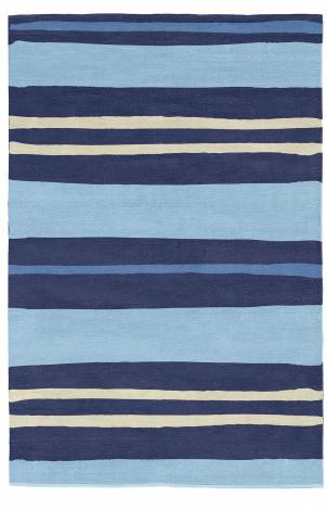 Judy Ross Hand-Knotted Custom Wool Cabana Rug navy/powder blue/cream/cornflower