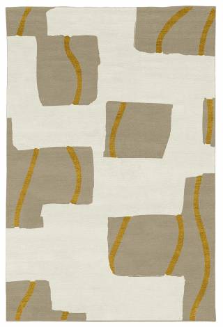 Judy Ross Hand-Knotted Custom Wool Window Rug oyster/gold/gold silk