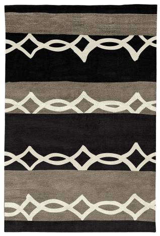 Judy Ross Hand-Knotted Custom Wool Acrobat Rug black/cream/pewter silk
