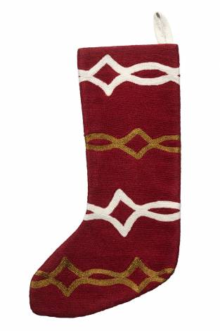 Judy Ross Textiles Hand-Embroidered Chain Stitch Acrobat Stocking rouge/cream/gold rayon