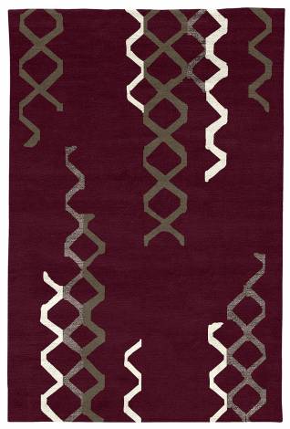 Judy Ross Hand-Knotted Custom Wool Arbor Rug burgundy/iron/cream silk/graphite silk