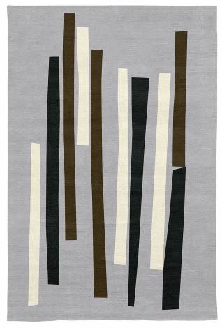 Judy Ross Hand-Knotted Custom Wool Bars Rug silver/cream/charcoal/fig