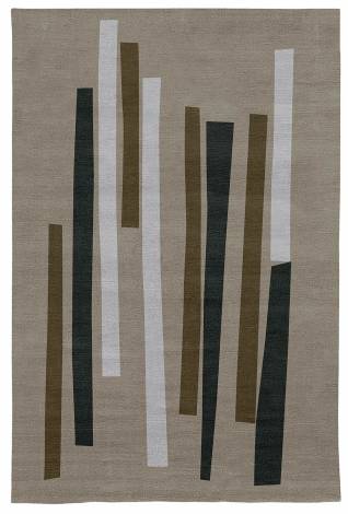 Judy Ross Hand-Knotted Custom Wool Bars Rug silver/fig/charcoal/ice