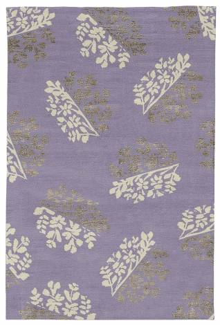 Judy Ross Hand-Knotted Custom Wool Bouquet Rug lavender/parchment/smoke/smoke silk
