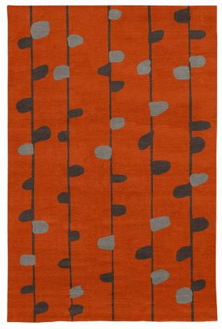 Judy Ross Hand-Knotted Custom Wool Calendar Rug coral/graphite/silver