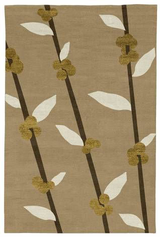 Judy Ross Hand-Knotted Custom Wool Coffee Tree Rug blonde/parchment/gold silk/fig