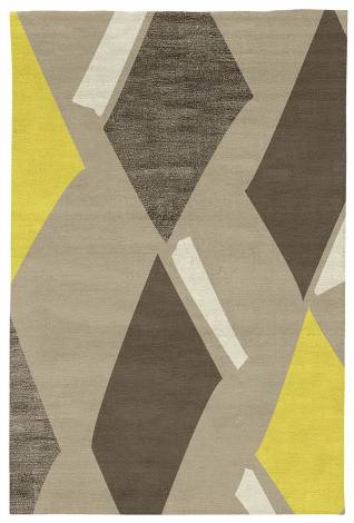 Judy Ross Hand-Knotted Custom Wool Diamonds Rug oyster/yellow/iron silk/parchment