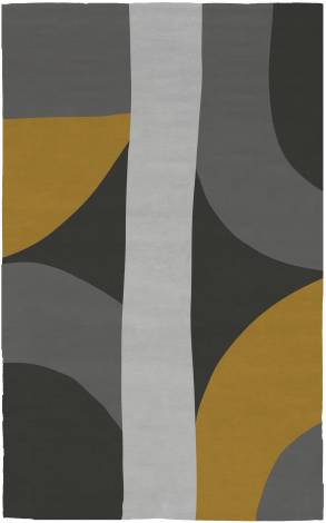 Judy Ross Hand-Knotted Custom Wool Eclipse Rug charcoal/buttercup/black/fog