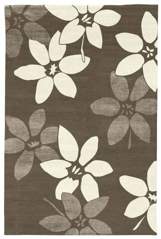 Judy Ross Hand-Knotted Custom Wool Lilies Rug iron/cream/iron silk
