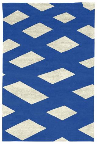 Judy Ross Hand-Knotted Custom Wool Plaid Rug parchment silk/marine