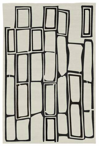 Judy Ross Hand-Knotted Custom Wool Procession Rug cream/black