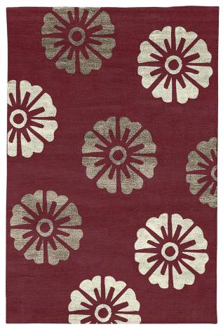 Judy Ross Hand-Knotted Custom Wool Rosette Rug claret/pewter silk/parchment silk