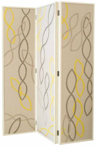 Judy Ross Textiles Hand-made Swirls Screen Furniture yellow/pewter/silver