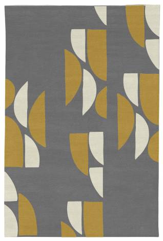 Judy Ross Hand-Knotted Custom Wool Slice Rug charcoal/cream/curry