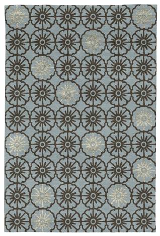 Judy Ross Hand-Knotted Custom Wool Small Pinwheels Rug celadon/chocolate/parchment silk