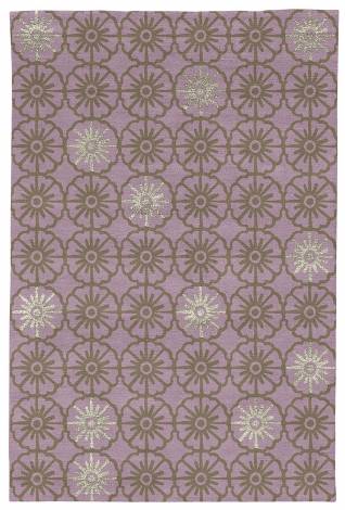 Judy Ross Hand-Knotted Custom Wool Small Pinwheels Rug mauve/stone/parchment silk