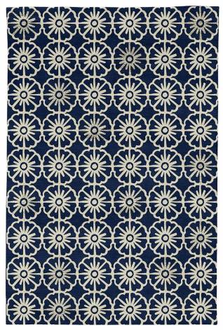 Judy Ross Hand-Knotted Custom Wool Small Pinwheels Rug midnight/parchment/parchment silk