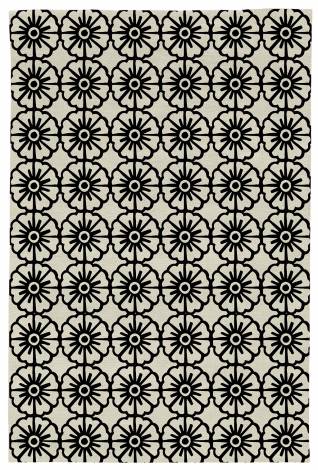 Judy Ross Hand-Knotted Custom Wool Small Pinwheels Rug parchment/black