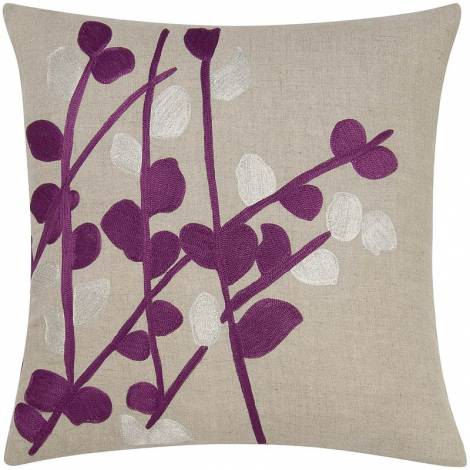 Judy Ross Textiles Embroidered Linen Spray Throw Pillow grape/silver