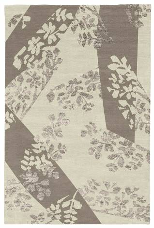 Judy Ross Hand-Knotted Custom Wool Stencil Rug parchment/smoke/smoke silk