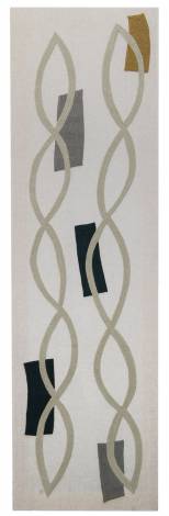 Judy Ross Textiles Hand-Embroidered Linen Swim Panel pewter/grey/black/gold
