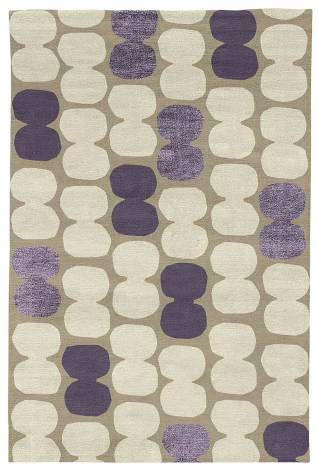 Judy Ross Hand-Knotted Custom Wool Tabla Rug oyster/parchment/grape silk/grape