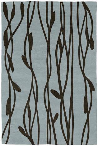 Judy Ross Hand-Knotted Custom Wool Vines Rug celadon/chocolate