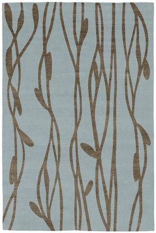 Judy Ross Hand-Knotted Custom Wool Vines Rug celadon/stone silk