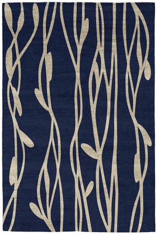 Judy Ross Hand-Knotted Custom Wool Vines Rug midnight/oyster silk