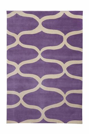 Judy Ross Hand-Knotted Custom Wool Waves Rug purple/wheat