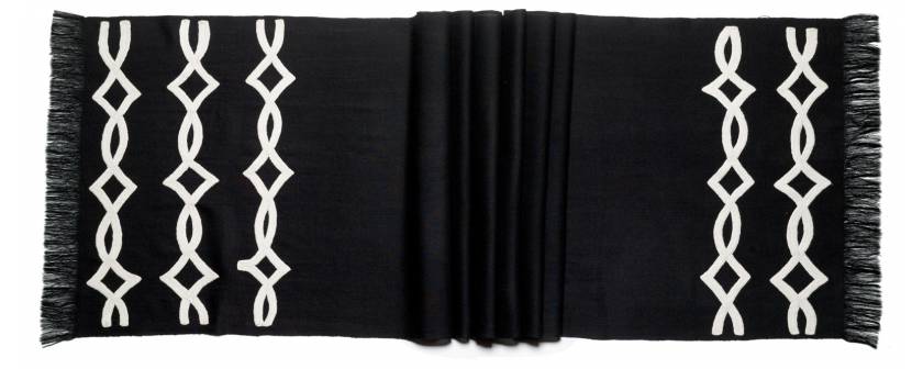 Judy Ross Textiles Hand-Embroidered Wool Acrobat Scarf black/cream