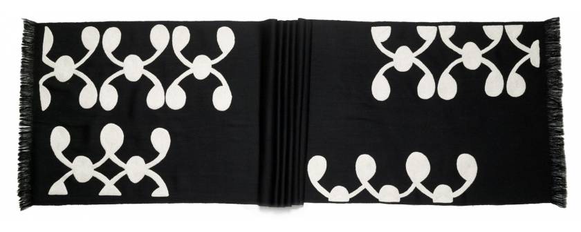 Judy Ross Textiles Hand-Embroidered Wool Celine Scarf black/cream