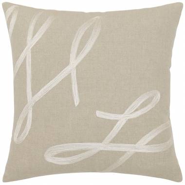 Judy Ross Textiles Embroidered Linen Cheerleader Throw Pillow cream