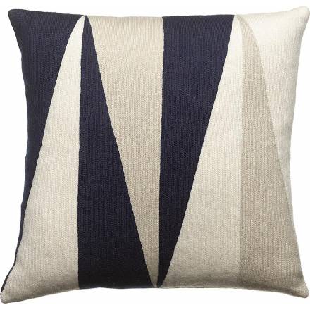 Judy Ross Textiles Hand-Embroidered Chain Stitch Blade Throw Pillow navy/cream/oyster