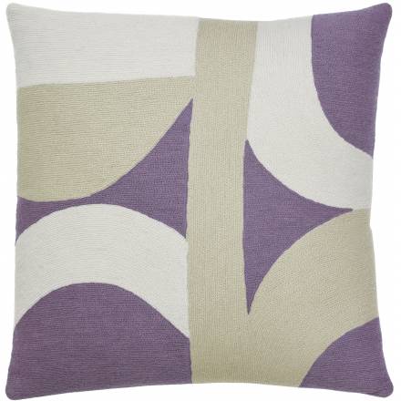 Judy Ross Textiles Hand-Embroidered Chain Stitch Eclipse Throw Pillow lilac/cream/oyster