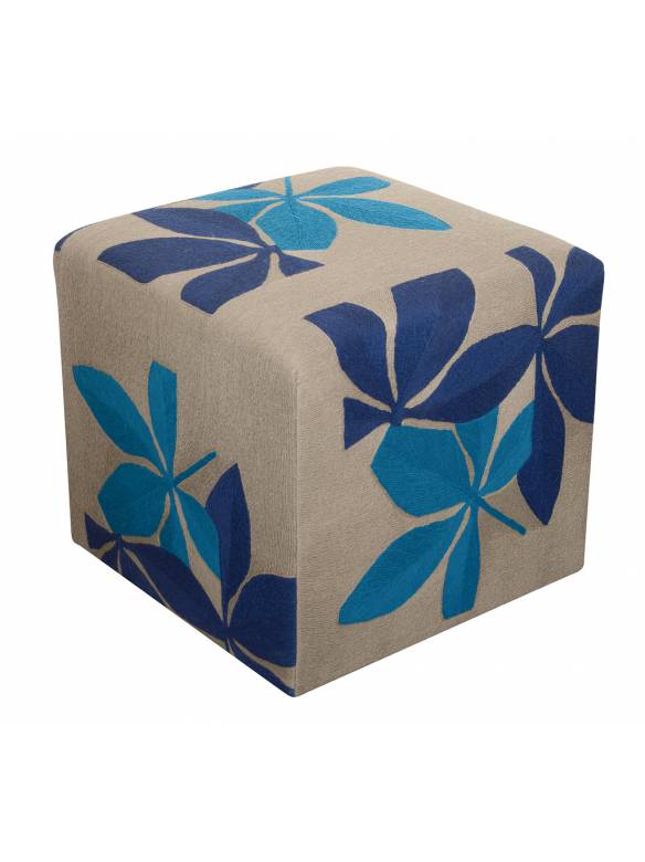 Judy Ross Textiles Hand-made Fauna Cube Furniture pewter/royal/tropical blue