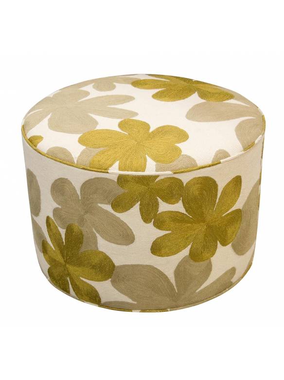 Judy Ross Textiles Hand-made Cluster Pouf Furniture cream/blonde/gold rayon