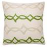 Judy Ross Textiles Hand-Embroidered Chain Stitch Acrobat Throw Pillow cream/oyster/lime