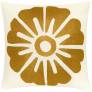Judy Ross Textiles Hand-Embroidered Chain Stitch Big Rosette Throw Pillow cream/gold rayon