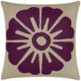 Judy Ross Textiles Hand-Embroidered Chain Stitch Big Rosette Throw Pillow oyster/aubergine