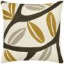 Judy Ross Textiles Hand-Embroidered Chain Stitch Branches Throw Pillow cream/fig/curry/oyster