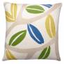 Judy Ross Textiles Hand-Embroidered Chain Stitch Branches Throw Pillow cream/oyster/yellow/lime/marine