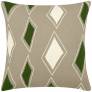 Judy Ross Textiles Hand-Embroidered Chain Stitch Cascade Throw Pillow oyster/cream/hunter