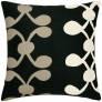 Judy Ross Textiles Hand-Embroidered Chain Stitch Celine Throw Pillow black/oyster/cream