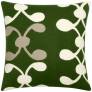 Judy Ross Textiles Hand-Embroidered Chain Stitch Celine Throw Pillow hunter/cream/oyster