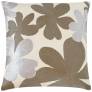 Judy Ross Textiles Hand-Embroidered Chain Stitch Cluster Throw Pillow cream/pewter/silver rayon