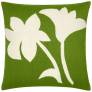 Judy Ross Textiles Hand-Embroidered Chain Stitch Duet Throw Pillow lime/cream