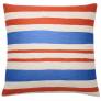 Judy Ross Textiles Hand-Embroidered Chain Stitch Landscape Throw Pillow cream/coral/marine