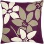 Judy Ross Textiles Hand-Embroidered Chain Stitch Lilies Throw Pillow aubergine/cream/oyster