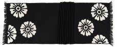 Judy Ross Textiles Hand-Embroidered Wool Rosette Scarf black